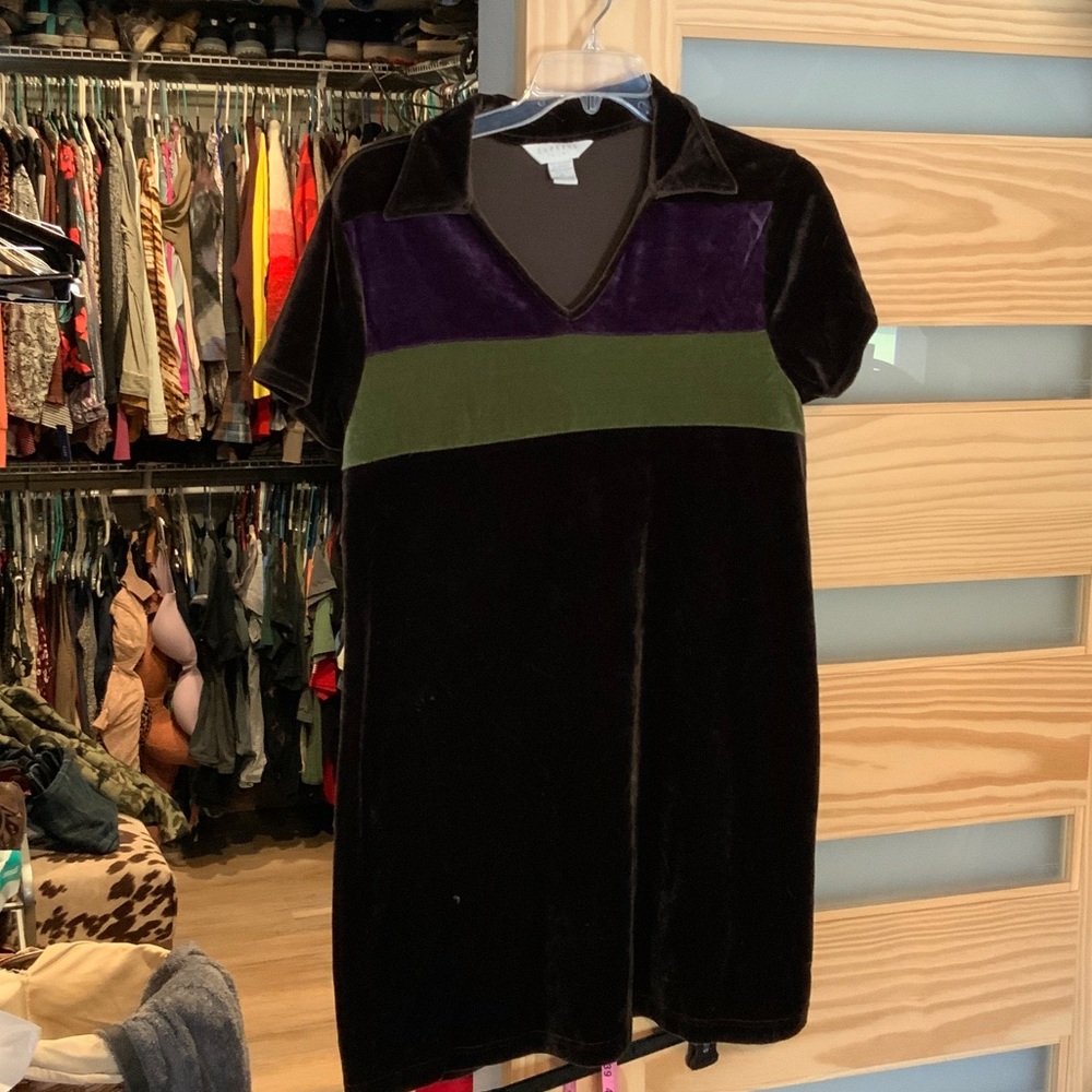 Retro Velvet Colorblock Dress